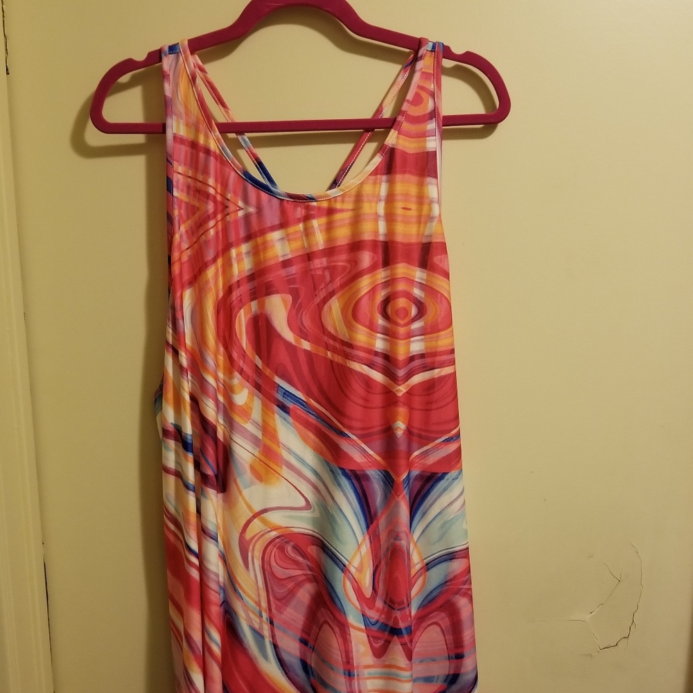 Multicolor marble print dress